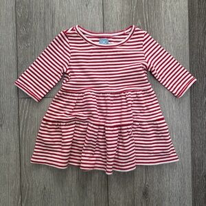 BABY GAP 3/4 SLEEVE CHRISTMAS HOLIDAY STRIPE DRESS RED WHITE 12-18MO
